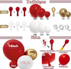 Red White Gold Balloon Arch Double Stuffed Red and White Balloons Matte Ruby Red Balloon Garland Kit Metallic Gold Latex Balloons