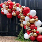 Red White Gold Balloon Arch Double Stuffed Red and White Balloons Matte Ruby Red Balloon Garland Kit Metallic Gold Latex Balloons