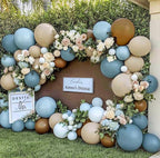 Blue Brown Balloon Arch Kit - Double Stuffed Dusty Blue Dark Brown White Sand Latex Balloon Neutral Pastel Blue Coffee Cream Balloon Garland