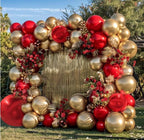 Red and Gold Balloon Garland Double Stuffed Ruby Red Gold Balloons Arch Kit With Red Mylar Balloon for Wedding Engagements Valentine’s Day