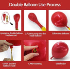 Red and Gold Balloon Garland Double Stuffed Ruby Red Gold Balloons Arch Kit With Red Mylar Balloon for Wedding Engagements Valentine’s Day