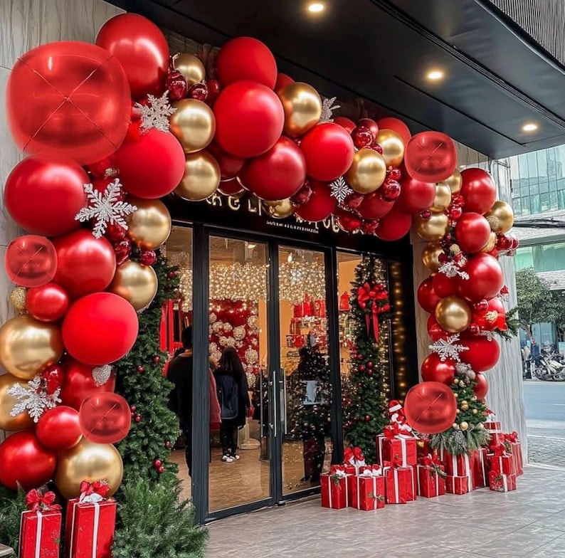 Red and Gold Balloon Garland Double Stuffed Ruby Red Gold Balloons Arch Kit With Red Mylar Balloon for Wedding Engagements Valentine’s Day