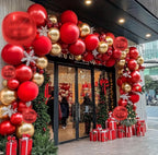 Red and Gold Balloon Garland Double Stuffed Ruby Red Gold Balloons Arch Kit With Red Mylar Balloon for Wedding Engagements Valentine’s Day