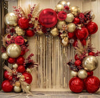 Red and Gold Balloon Garland Double Stuffed Ruby Red Gold Balloons Arch Kit With Red Mylar Balloon for Wedding Engagements Valentine’s Day