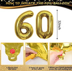 60th Birthday Decorations for Men Women, Black and Gold 60th Birthday Balloons Set Party Decorations with Happy 60th Birthday Decorations