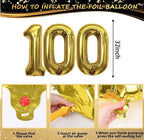 100th Birthday Decorations for Men Women, Black and Gold 100th Birthday Balloons Set Party Decorations with Happy 100th Birthday Decorations