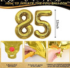 85th Birthday Party Decorations for Men Women, Black and Gold 85th Birthday Balloons Set Party Decorations with Happy 85th Birthday Decor