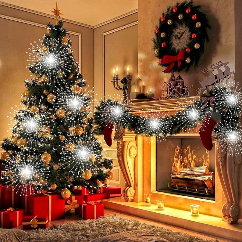 5 Pack 1000 LED Plug in Firework Lights Starburst Lights for Christmas Garden/Patio/Wedding/Party/Bedroom Outdoor or Indoor Decor,Waterproof