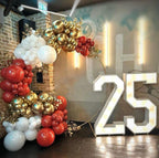 Red Gold White Balloon Garland Arch Kit, 187Pcs Explosion Star Balloons Red White Metallic Gold Confetti Latex Balloon for Valentine's Day