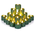 Green Tea Lights Candles Battery Operated, 200+Hour Flameless Flickering Fake Electric LED Colored Tealights Candles for Christmas