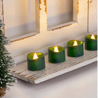 Green Tea Lights Candles Battery Operated, 200+Hour Flameless Flickering Fake Electric LED Colored Tealights Candles for Christmas