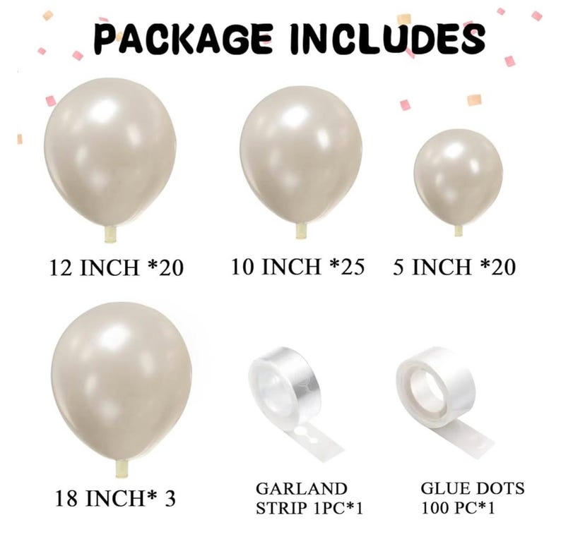 Pearl white Double-Stuffed Balloons different sizes 63 PACK 18/12/10/5 inch White sand ivory balloon Garland kit For Wedding birde to be