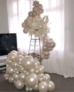 Pearl white Double-Stuffed Balloons different sizes 63 PACK 18/12/10/5 inch White sand ivory balloon Garland kit For Wedding birde to be