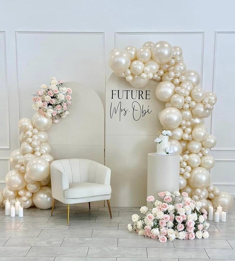 Pearl white Double-Stuffed Balloons different sizes 63 PACK 18/12/10/5 inch White sand ivory balloon Garland kit For Wedding birde to be