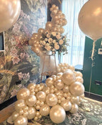 Pearl white Double-Stuffed Balloons different sizes 63 PACK 18/12/10/5 inch White sand ivory balloon Garland kit For Wedding birde to be