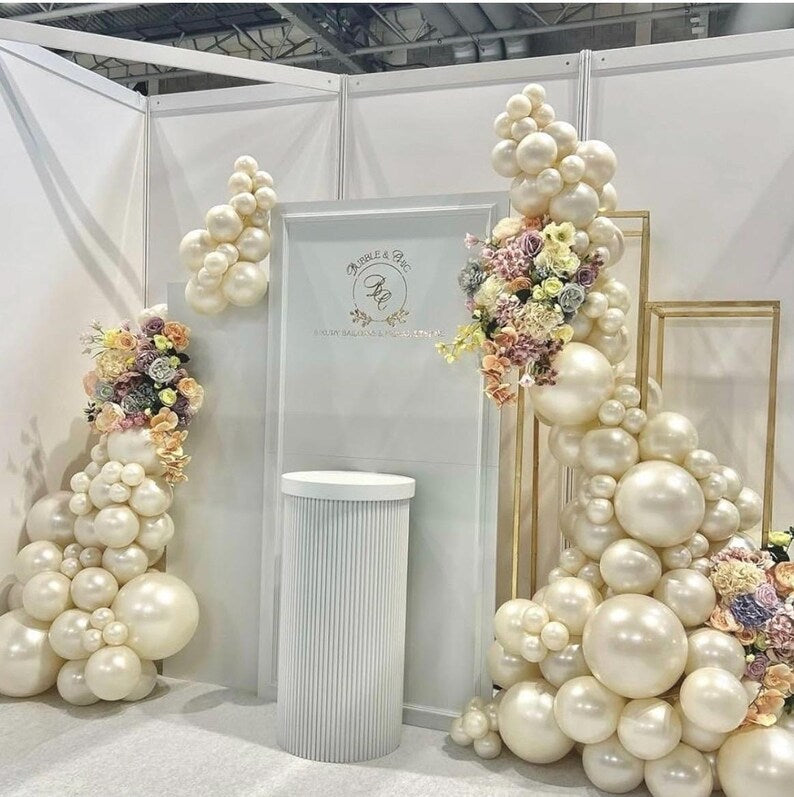 Pearl white Double-Stuffed Balloons different sizes 63 PACK 18/12/10/5 inch White sand ivory balloon Garland kit For Wedding birde to be