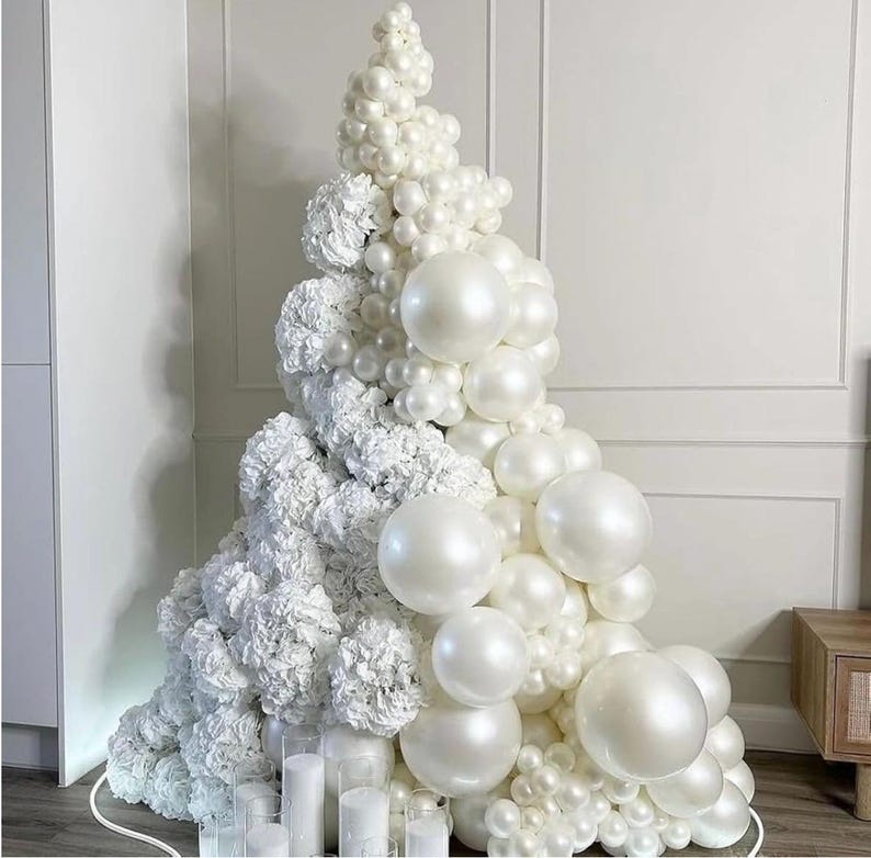 Pearl white Double-Stuffed Balloons different sizes 63 PACK 18/12/10/5 inch White sand ivory balloon Garland kit For Wedding birde to be