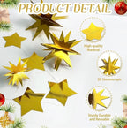 Gold Party Decorations Star Garlands Streamer Gold 3D Stars Metallic Paper Hanging Bunting Banner