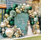 Emerald Green Gold Balloon Arch Double Stuffed Dusty Dark Green Pearl White Sand Balloon Garland Pastel Forest Green Latex Balloon Kit