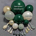 Emerald Green Gold Balloon Arch Double Stuffed Dusty Dark Green Pearl White Sand Balloon Garland Pastel Forest Green Latex Balloon Kit