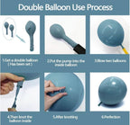 Blue Brown Balloon Arch Kit - Double Stuffed Dusty Blue Dark Brown White Sand Latex Balloon Neutral Pastel Blue Coffee Cream Balloon Garland