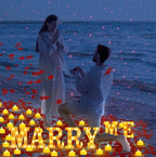 Marry Me Light up Letters Proposal Decorations Will You Marry Me Sign Rose Petals 24 LED Candles Romantic Night Light for Proposal Engagemen
