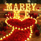 Marry Me Light up Letters Proposal Decorations Will You Marry Me Sign Rose Petals 24 LED Candles Romantic Night Light for Proposal Engagemen