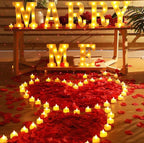 Marry Me Light up Letters Proposal Decorations Will You Marry Me Sign Rose Petals 24 LED Candles Romantic Night Light for Proposal Engagemen