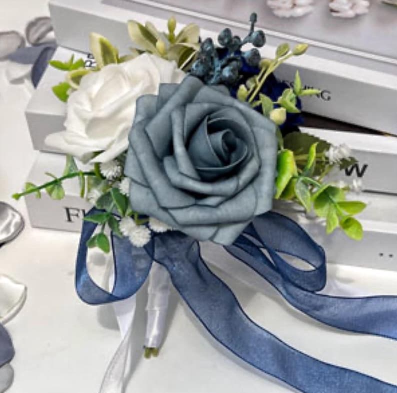 Wedding Aisle Chair Decorations Set of 6 Artificial Flowers Rose and Ribbons,Pew Flower Arrangement,for Wedding Ceremony Party Church Chair