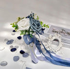 Wedding Aisle Chair Decorations Set of 6 Artificial Flowers Rose and Ribbons,Pew Flower Arrangement,for Wedding Ceremony Party Church Chair