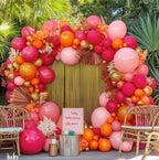 Hot Pink Orange Balloon Garland Matte Orange Pink Gold Metallic Balloons Light Pink Gold Balloon Arch Kit forTropical Luau Wildflower Party