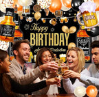 Whiskey Party Decorations for Men, 82 Pcs Aged To Perfection Party Supplies Whiskey Balloons Garland Arch Kit with Foil Balloons, Backdrop