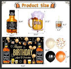 Whiskey Party Decorations for Men, 82 Pcs Aged To Perfection Party Supplies Whiskey Balloons Garland Arch Kit with Foil Balloons, Backdrop