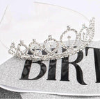 Birthday Queen" Sash & Rhinestone Tiara Set - Birthday Tiaras and Sash Birthday Party Favors Glitter Birthday Decorations Birthday Crown