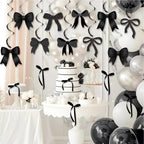 Bow Party Hanging Swirls Decorations, Black Bow Birthday Party Decortions,Coquette Birthday Party Bow Party Decorations for Birthday, Bridal
