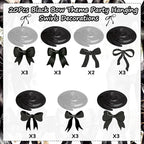 Bow Party Hanging Swirls Decorations, Black Bow Birthday Party Decortions,Coquette Birthday Party Bow Party Decorations for Birthday, Bridal
