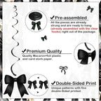 Bow Party Hanging Swirls Decorations, Black Bow Birthday Party Decortions,Coquette Birthday Party Bow Party Decorations for Birthday, Bridal