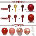 Burgundy Pink Balloons-Double Stuffed Maroon Balloon Garland Metallic Foil Rose Gold Balloon Arch Kit Dusty Pink Balloon Different Sizes