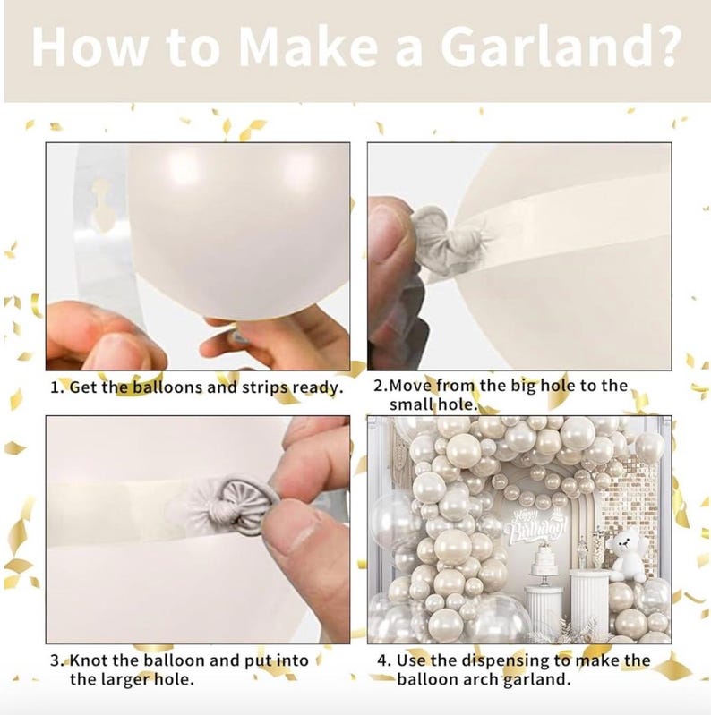 White Balloons Garland Arch Kit,120Pcs Pearl Sand White and Double Stuffed Balloons Garland Different Sizes for Girl Women Birthday Bridal