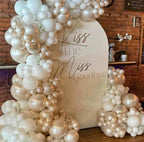 White Balloons Garland Arch Kit,120Pcs Pearl Sand White and Double Stuffed Balloons Garland Different Sizes for Girl Women Birthday Bridal