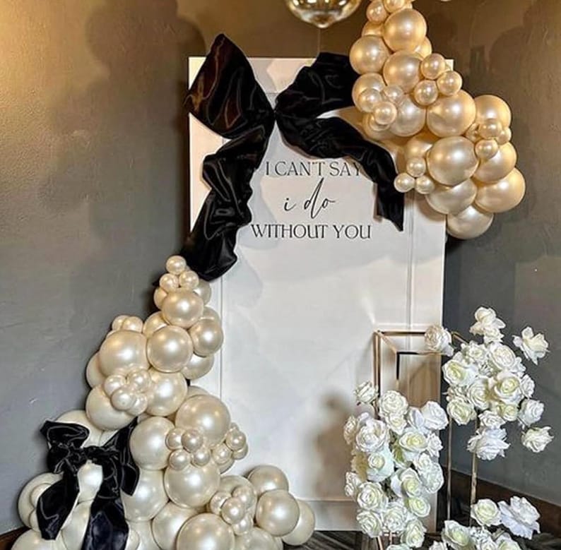 White Balloons Garland Arch Kit,120Pcs Pearl Sand White and Double Stuffed Balloons Garland Different Sizes for Girl Women Birthday Bridal
