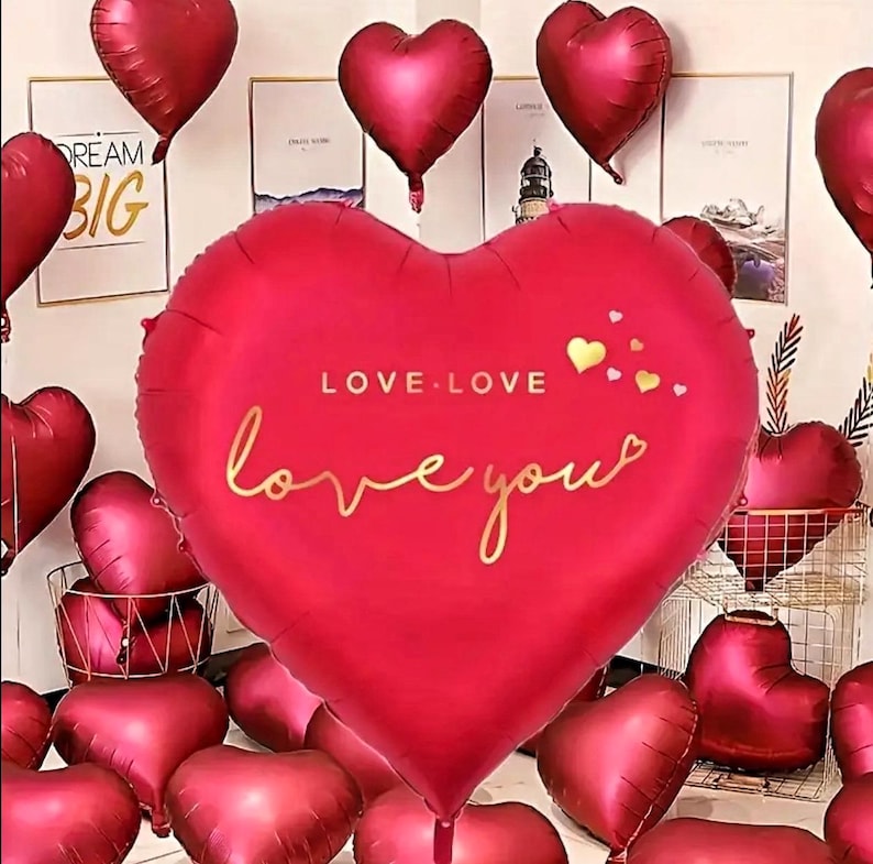 63 Inch Huge Heart Balloons Romantic Jumbo Large Heart Foil Balloons for Wedding Engagement Anniversary Valentines Day Party Decor