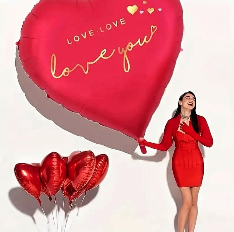 63 Inch Huge Heart Balloons Romantic Jumbo Large Heart Foil Balloons for Wedding Engagement Anniversary Valentines Day Party Decor