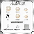 White Balloon Arch Kit 141 Pcs Coquette Birthday Decorations Include Pearl White Balloon and Black Bow for Wedding , Birthday , Baby Shower