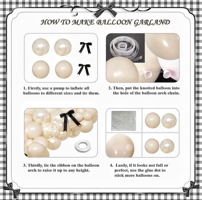 White Balloon Arch Kit 141 Pcs Coquette Birthday Decorations Include Pearl White Balloon and Black Bow for Wedding , Birthday , Baby Shower
