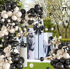 Black and White Balloon Arch Kit 158 Pcs Coquette Birthday Decorations Include Black White Balloon and Black Bow for Wedding Birthday