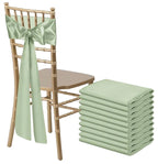 10PCS Sage Green Satin Chair Sashes Bows Universal Chair Ribbon Ties Back Sash for Wedding Party Reception Events Banquets Hotel Event Chair