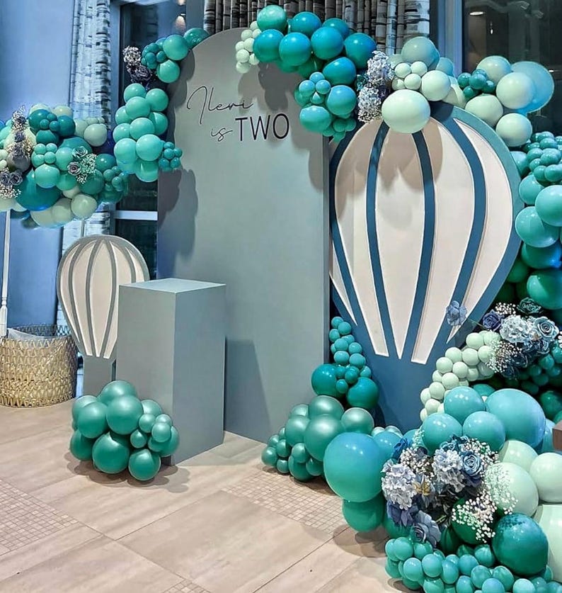 Teal Blue Balloons Double Stuffed Mint Blue Balloon Garland Turquiose Balloon Arch Kit Metallic Peacock Balloons Different Sizes