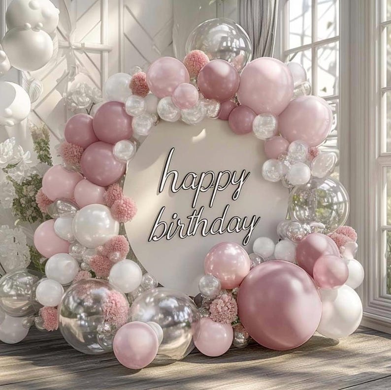 Pink and white Balloons Double Stuffed Pearl Balloon Garland Kit Light Pink Balloon Arch Latex Dusty Pink Balloon Garland for Baby Shower