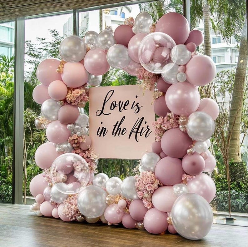 Pink and white Balloons Double Stuffed Pearl Balloon Garland Kit Light Pink Balloon Arch Latex Dusty Pink Balloon Garland for Baby Shower